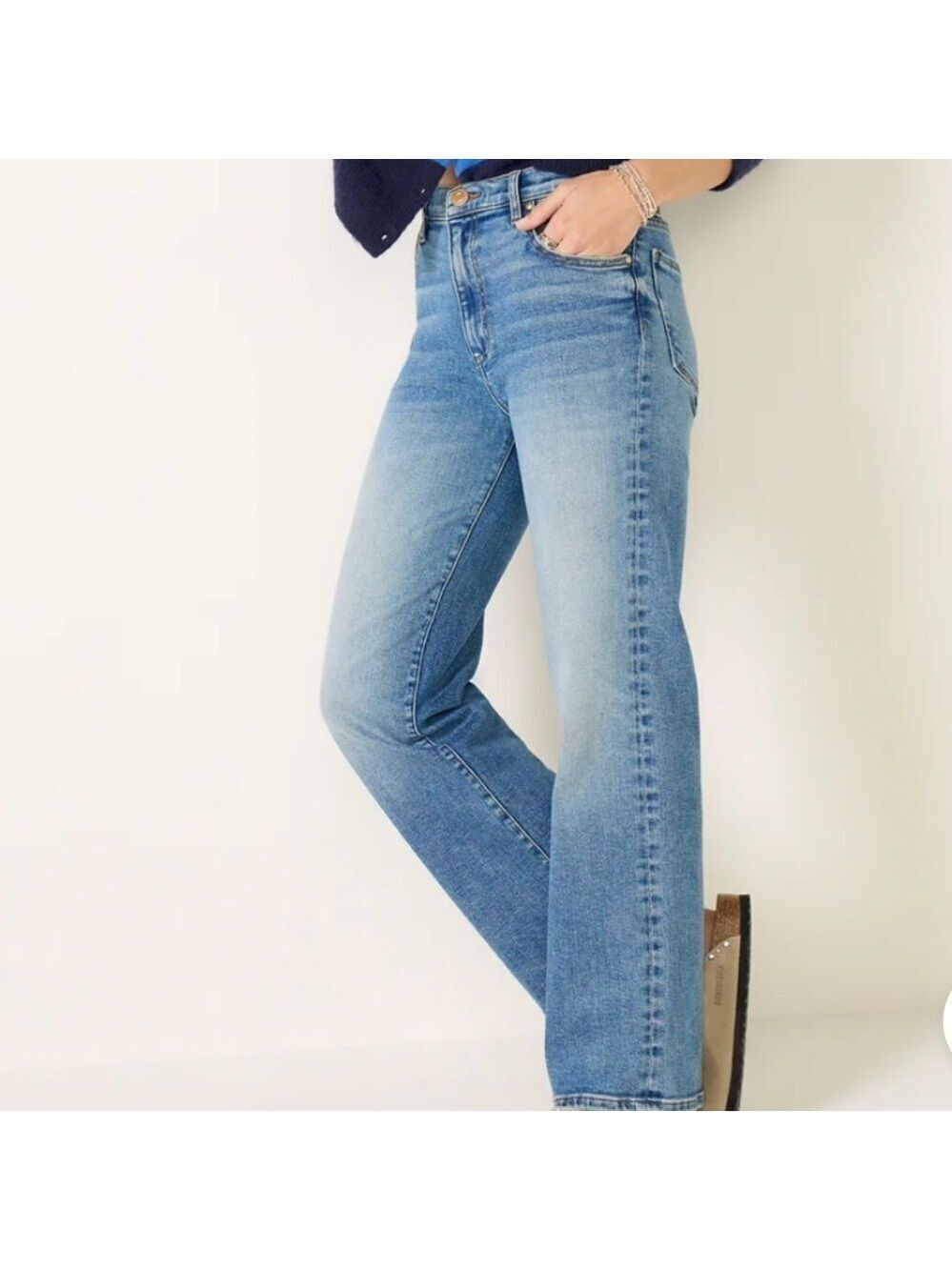 3362 KUT From The Kloth Straight Leg Jeans Faded Blue Wash Stretch Denim Sz 8